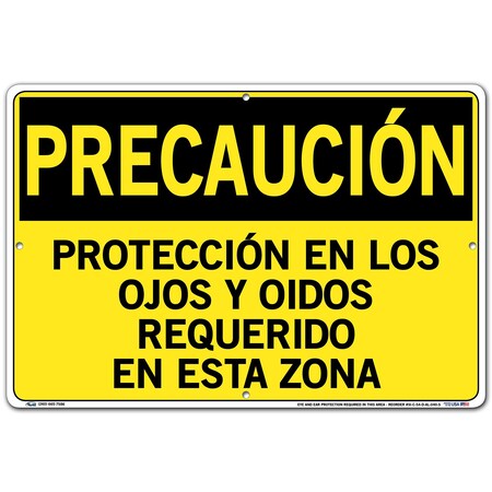 Vestil Aluminum Sign, 12-1/2" Height, 18-1/2" Width, Aluminum, Rectangle, Spanish SI-C-54-D-AL-040-S
